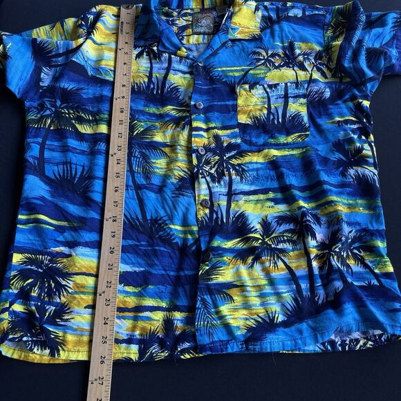 Pineapple Connection Mens Hawaiian Shirt Medium Button Up Rayon Multicolor Camp - Picture 7 of 7